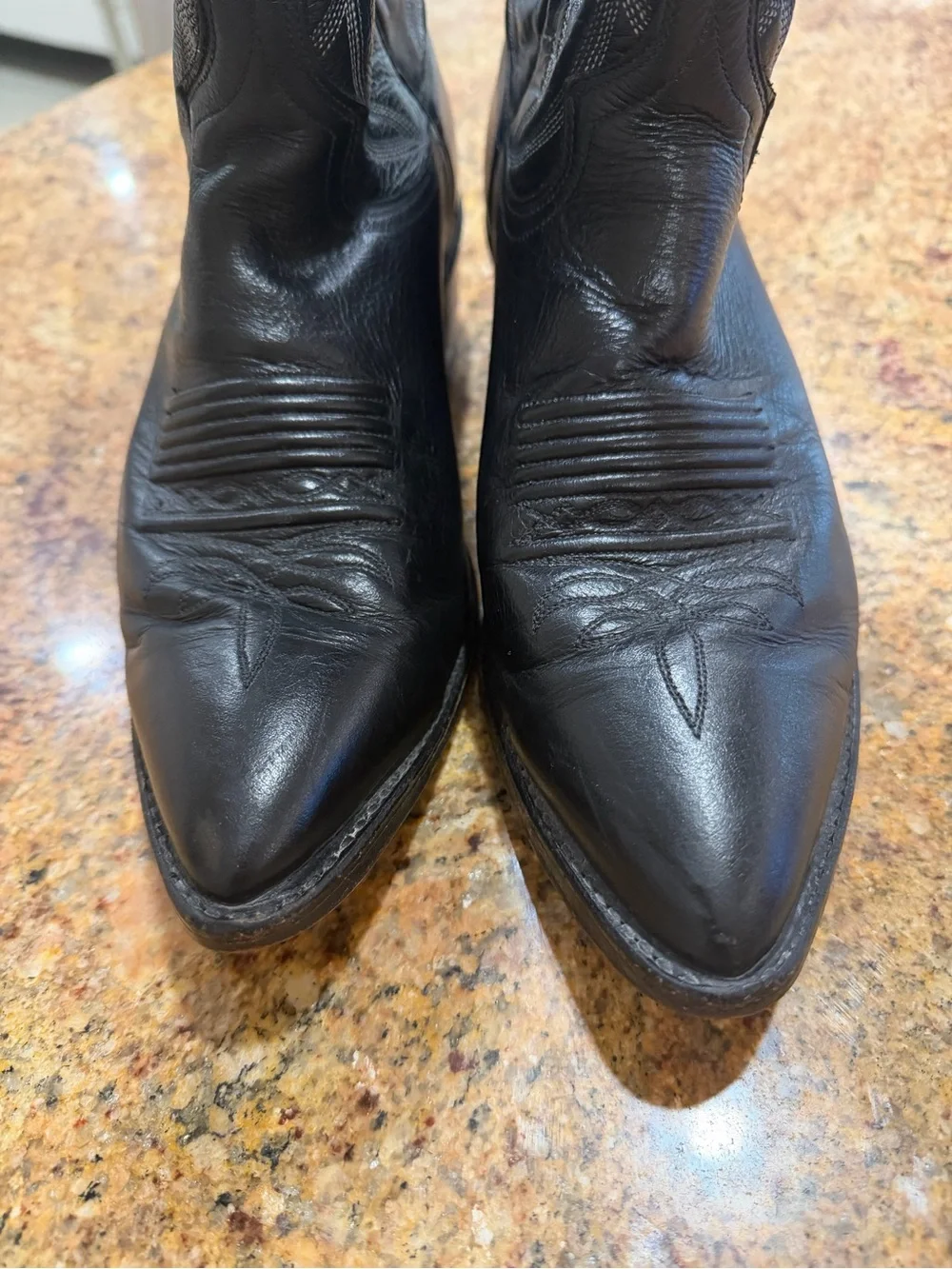 Dan Post Black Leather Western Cowboy Boots Mens Size 8D Vintage 16791